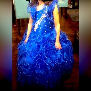 Sophia Young Design Ltd. - kids formal gown blue with beautiful detail. Size 6